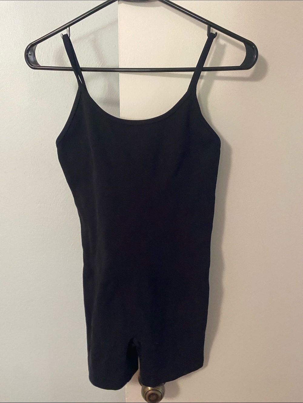 Black Ribbed Womens Tank/Shorts Shapewear Bodysuit